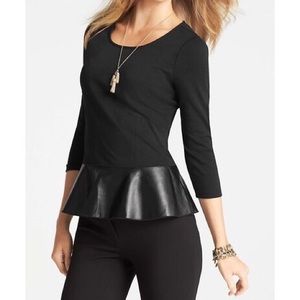 Ann Taylor Faux Leather Puplum Top
